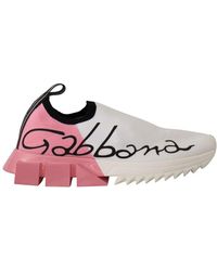 Dolce & Gabbana - Weiße rosa slip-on sneakers - Lyst