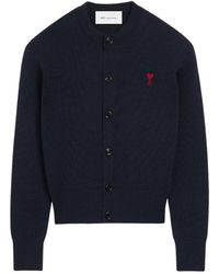 Ami Paris - Truien & Vesten ,Blauw ,Wol Adc Cardigan - Lyst