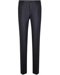 Incotex - Broeken ,Blauw ,Wol Donkerblauwe Wollen Flanellen Broek - Lyst