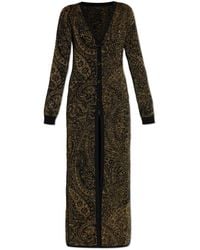 Etro - Truien & Vesten ,Zwart ,Wol Lange Cardigan Met Lurexgaren - Lyst