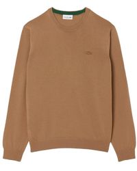 Lacoste - Truien & Vesten ,Bruin ,Wol Bruine Merinowol Pullover Trui - Lyst