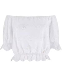 Guess - Shoulder Off Embroi Top - Lyst