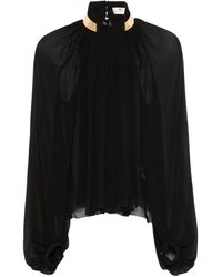 Elisabetta Franchi - Crepon Viscose Blouse Met Juwelenkraag - Lyst
