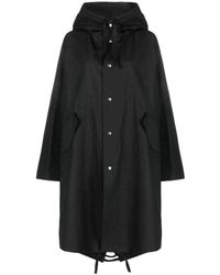 Jil Sander - Baumwoll-kapuzenparka mit logodetail - Lyst