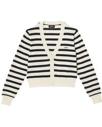 A.P.C. - Roh Baumwolle Schwarze Gestreifte Jacke - Lyst