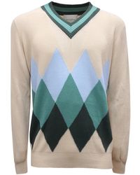 Ballantyne - Baumwoll V-Ausschnitt Pullover, Made - Lyst