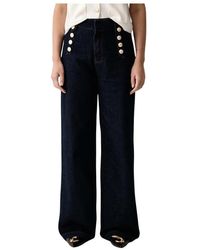 GAUDI - Wide Leg Jeans Met Knopen - Lyst