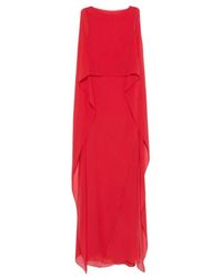 Cortana - Kleedjes ,Rood ,Boat Neck Draped Cape Gown - Lyst