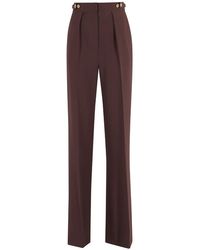 Elisabetta Franchi - Merlot Hose Mit Seitlichen Logo-Knöpfen - Lyst