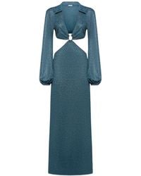 Oséree - Kleedjes ,Blauw ,Lumiere Cut Out Lange Jurk - Lyst