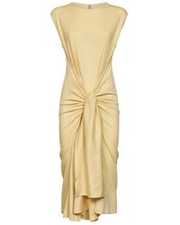 TOTEME - Kleedjes ,Geel ,Katoen Draped Belted Midi Dress - Lyst