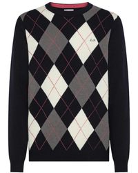 Sun 68 - Truien & Vesten ,Veelkleurig ,Wol Sweater Argyle Warm L - Lyst