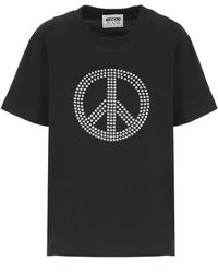 Moschino - Camiseta negra de algodón con logo peace - Lyst