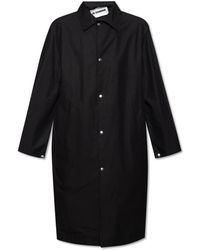 Jil Sander - Jassen ,Zwart ,Katoen Katoenen Jas Met Logo - Lyst