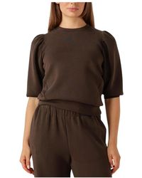 SELECTED - Bruine 3/4 Sweat Top Voor Vrouwen - Lyst