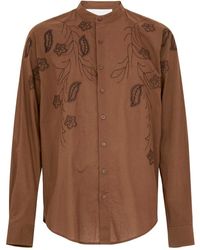 Amaranto - Overhemden ,Bruin ,Leer Bruine Shirt Voor Mannen - Lyst
