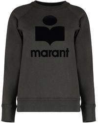 Isabel Marant - Fluweel Logo Sweatshirt Geribbelde Randen - Lyst