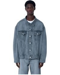 Junya Watanabe - Jassen ,Grijs ,Denim Panel Denim Jas Met Klassieke Kraag - Lyst