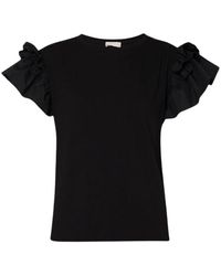Liu Jo - Gerüschtes popeline t-shirt - Lyst