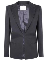 Twinset - Jassen ,Zwart ,Leer Slim Fit Blazer Met Zakken - Lyst