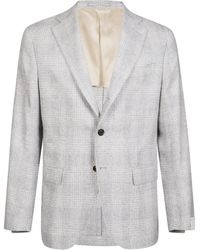 Eleventy - Jassen ,Grijs ,Kasjmier Zijden Kasjmier Jas Slim Fit - Lyst