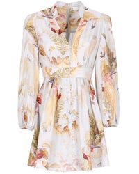 Zimmermann - Ascension Plunge Mini Jurk - Lyst