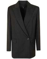 Weekend by Maxmara - Zwarte Wollen Blazer Double-Breasted Jas - Lyst