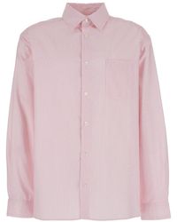 A.P.C. - Camicia rosa malo stripe logo - Lyst