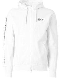EA7 - Weiße Zip-Hoodie Für Männer - Lyst