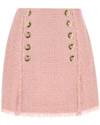Balmain - Korte Rok Van Tweed Met Pailletten - Lyst