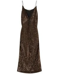 Twinset - Kleedjes ,Bruin ,Polyester Sequin Lange Jurk - Lyst