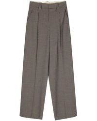 Alysi - Broeken ,Blauw ,Wol Blauwe Wollen Wijde Broek - Lyst