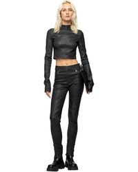 VESPUCCI by VSP - Schwarze leder skinny hose - Lyst