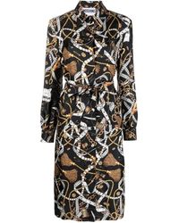 Moschino - Graphic-Print Silk Midi Dress - Lyst