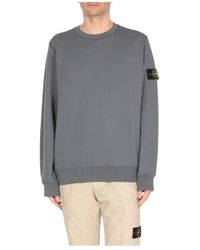 Stone Island - Witte Crew Neck Sweatshirt Met Lange Mouwen - Lyst