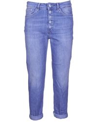 Dondup - Blaue denim jeans mit juwelenknopf - Lyst