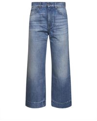 Chloé - Jeans ,Blauw ,Katoen High-Rise Cropped Jeans - Lyst