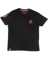 Alpha Industries - Tops ,Zwart ,Katoen Vlamprint Hot Wheels Zwart Tee - Lyst