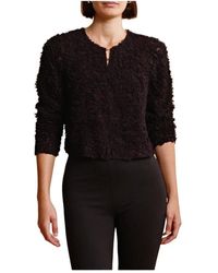 byTiMo - Jassen ,Zwart ,Vintage Georgette Jas Met Ruffles - Lyst