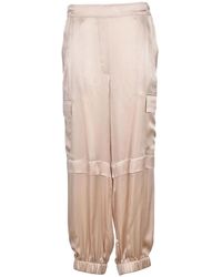 Semicouture - Broeken ,Geel ,Satijn Cargo Satin Broek - Lyst