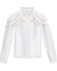 Isabel Marant - Overhemden ,Wit ,Katoen Romantische Witte Blouse Met Ruchedetails - Lyst