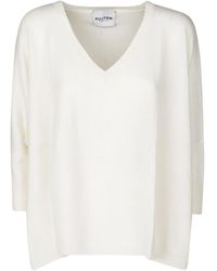 Kujten - Kaschmir v-ausschnitt pullover oversized fit - Lyst