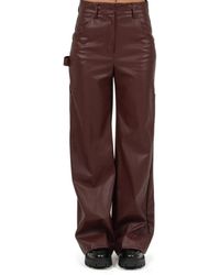 Nude - Bordeaux Kunstleren Broek Wijde Pijpen - Lyst