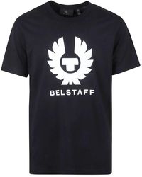 Belstaff - Schwarzes baumwoll-jersey t-shirt mit logo - Lyst