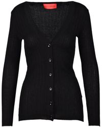 Wild Cashmere - Truien & Vesten ,Zwart ,Kasjmier Ribgebreid Vest - Lyst