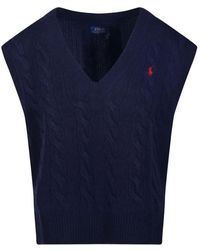 Polo Ralph Lauren - Vest Met V-Hals Van Kabelsluiting - Lyst