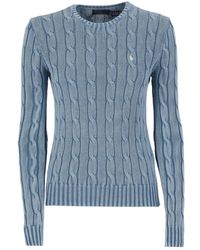 Ralph Lauren - Jersey de algodón azul claro con logo icono del pony - Lyst