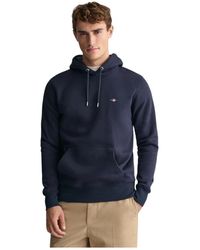 GANT - Hoodies & Sweatvesten ,Blauw ,Leer Hoodie Shield - Lyst