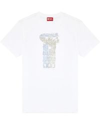DIESEL - Rundhals t-shirt mit metallischen -logos,t-shirt mit metallic-logos - Lyst