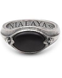 Nialaya - Vintage sterling silber onyx siegelring - Lyst